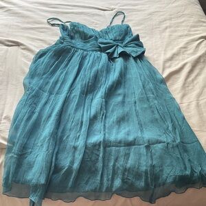 Elegant Strapless Teal Dress